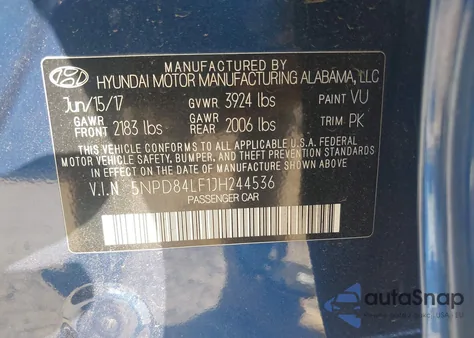 2018 Hyundai Elantra Sel z USA, uszkodzony, nr VIN 5NPD84LF1JH244536